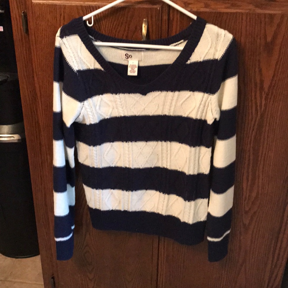 Blue and white sweater